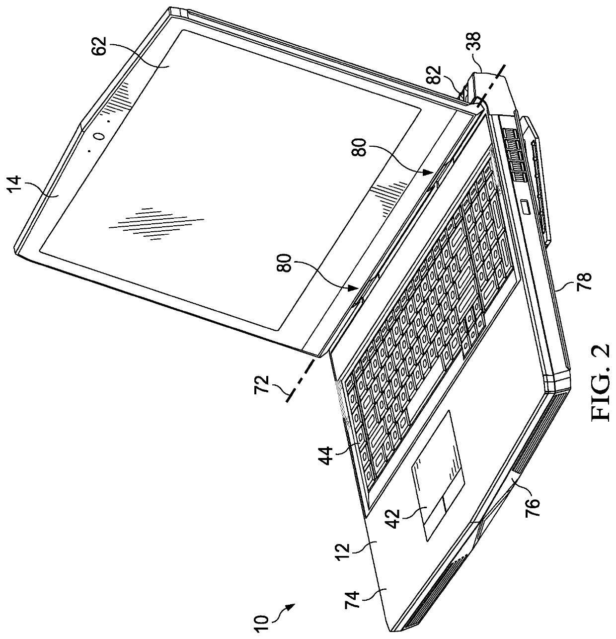 Portable information handling system management of transformation between clamshell and all-in-one positions