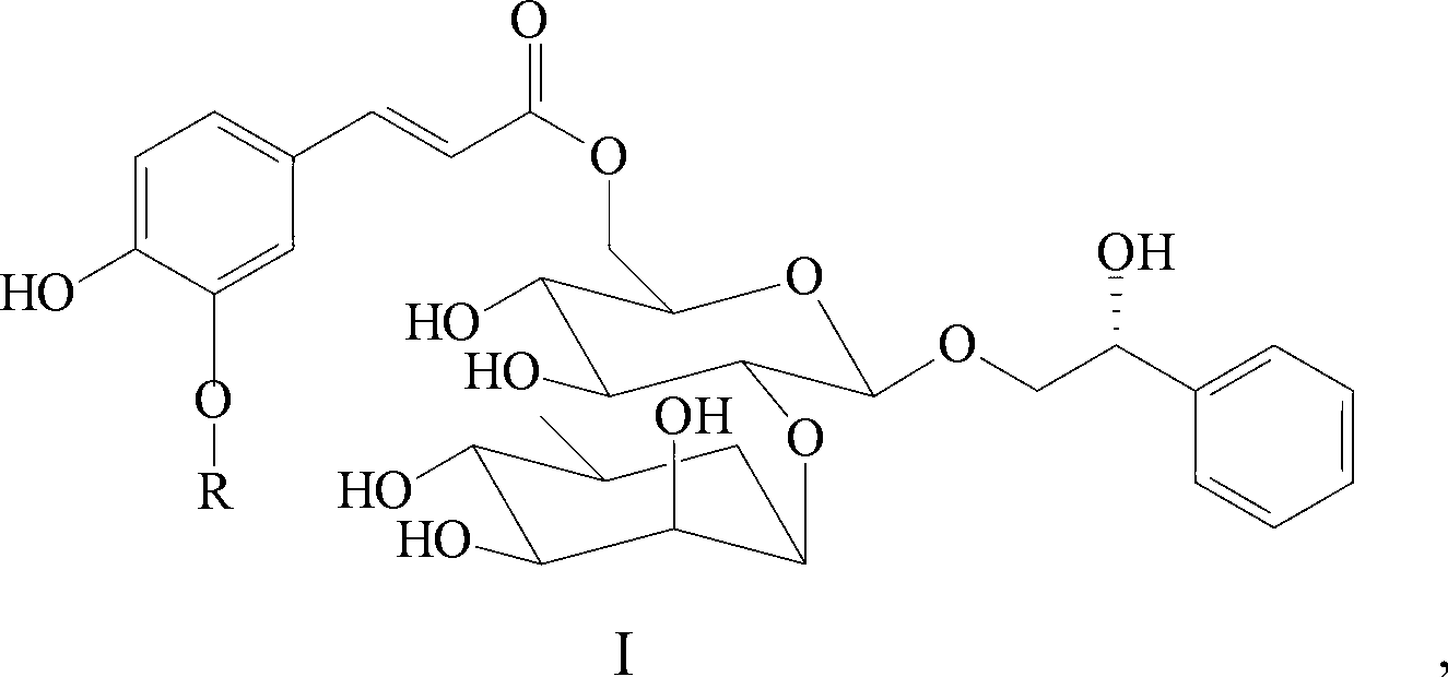 Application of phenylethanoid glycoside monomer compounds