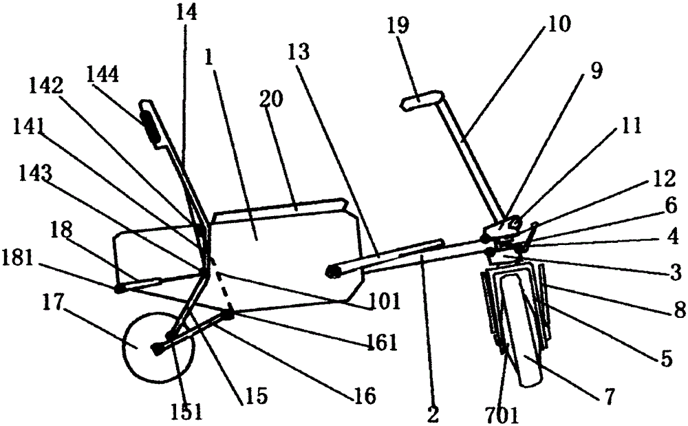 A trolley box type portable folding electric tricycle with folding chair function