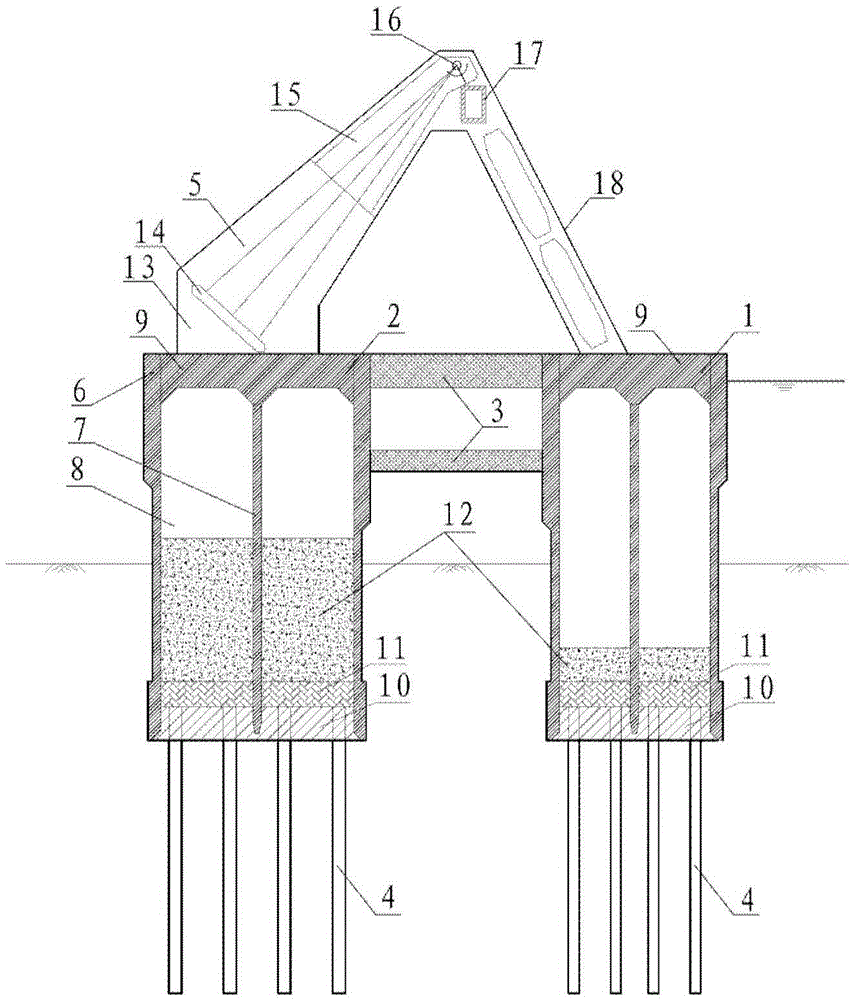 A split caisson plus pile composite anchorage foundation and its construction method