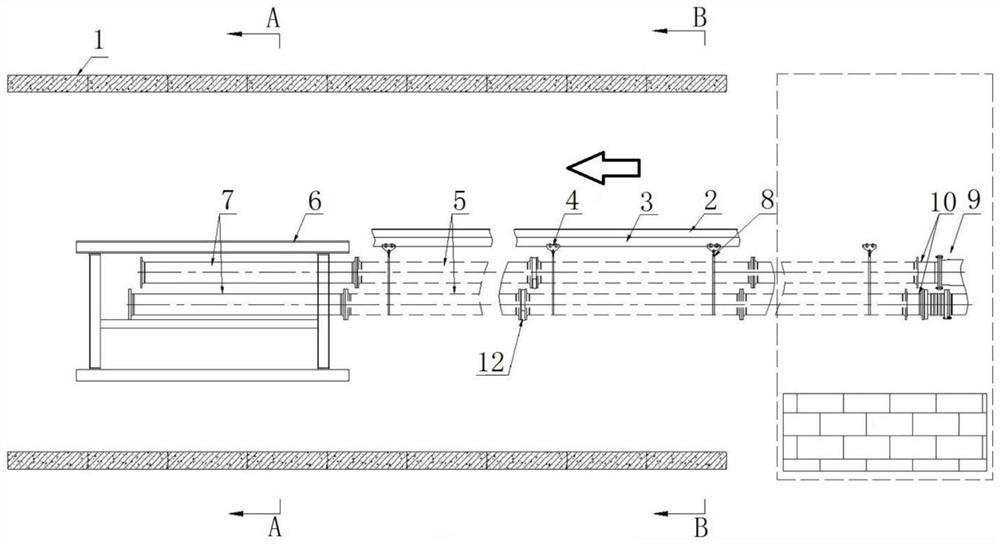 Extension construction method for shield tunneling machine pipeline outside tunnel and tunneling construction method