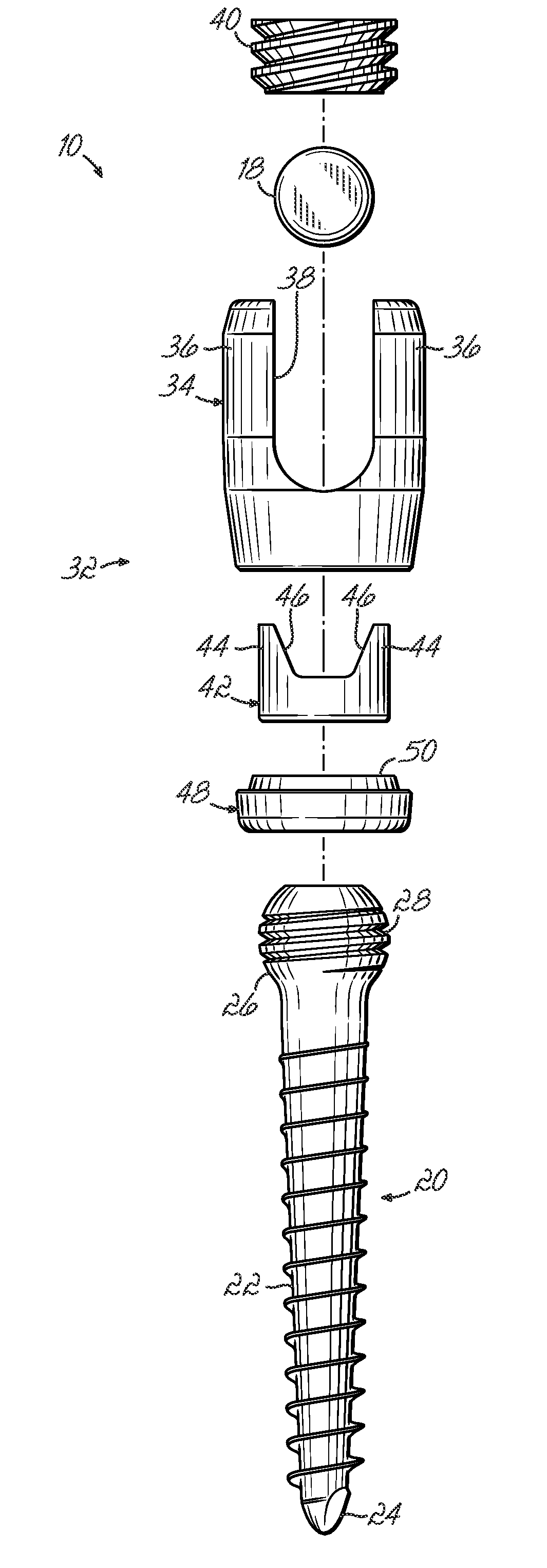 Removable polyaxial housing for a pedicle screw