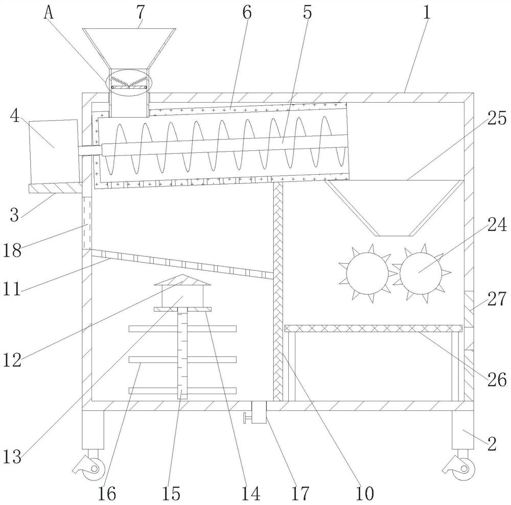 Excrement recycling device for poultry breeding