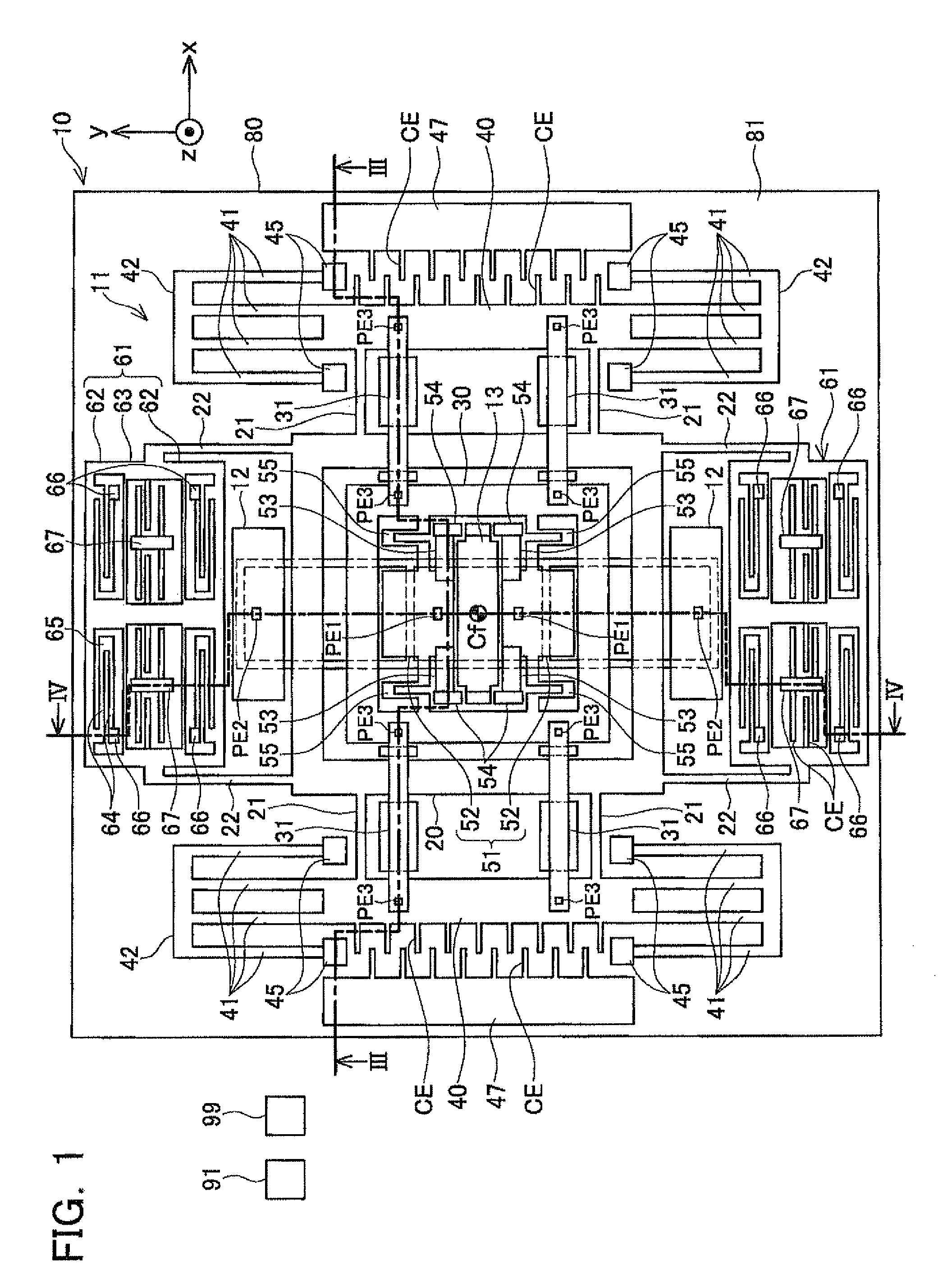 Laminated structure provided with movable portion