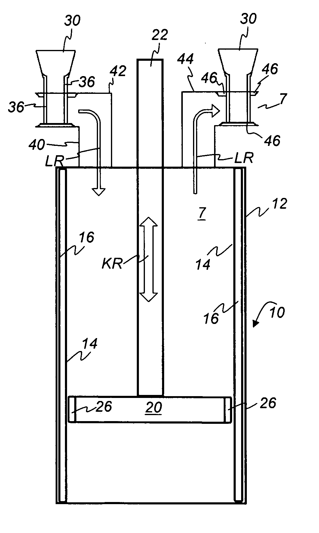 Device and piston for segregating articles