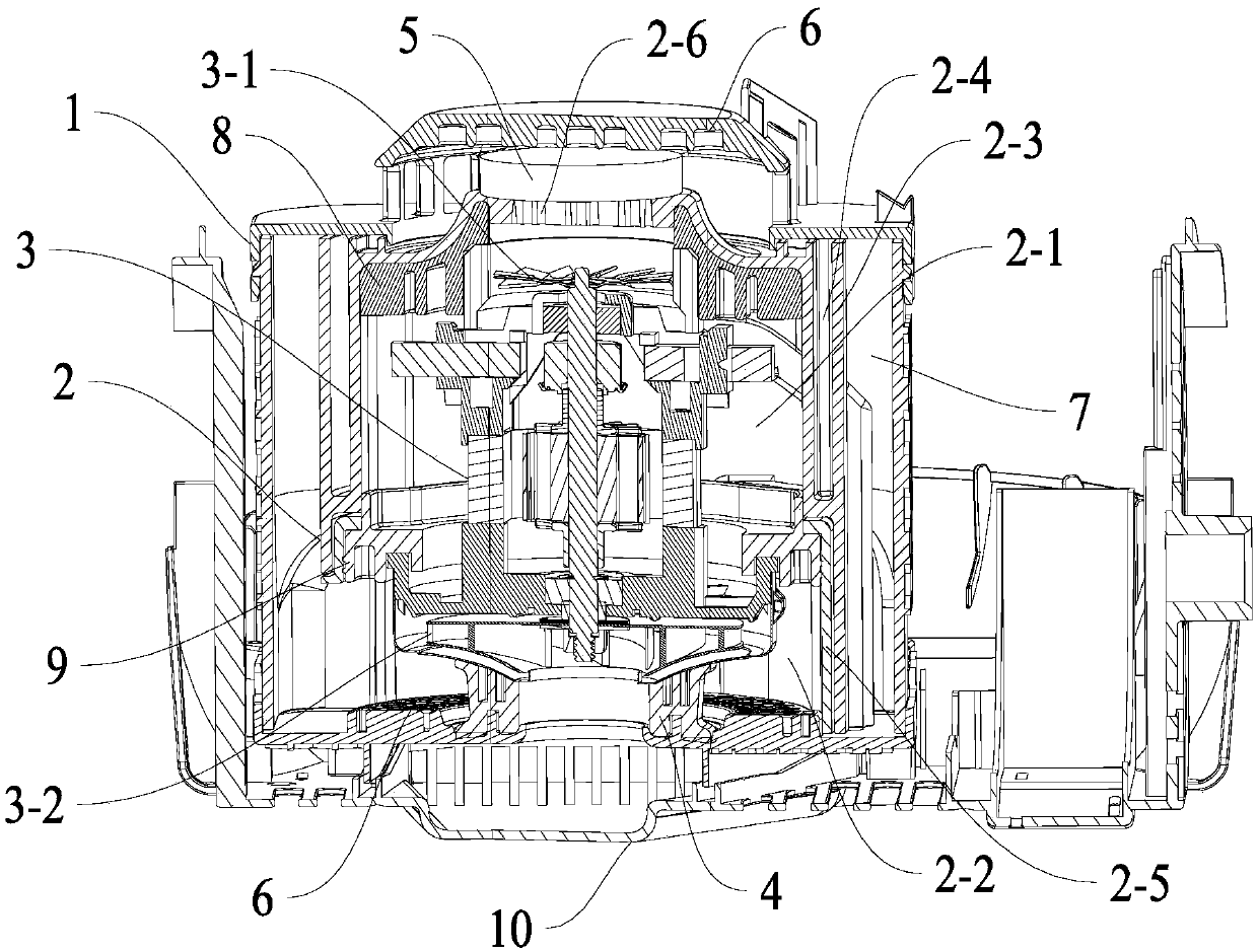 Heat dissipation and noise reduction structure of dry-wet dual-purpose motor