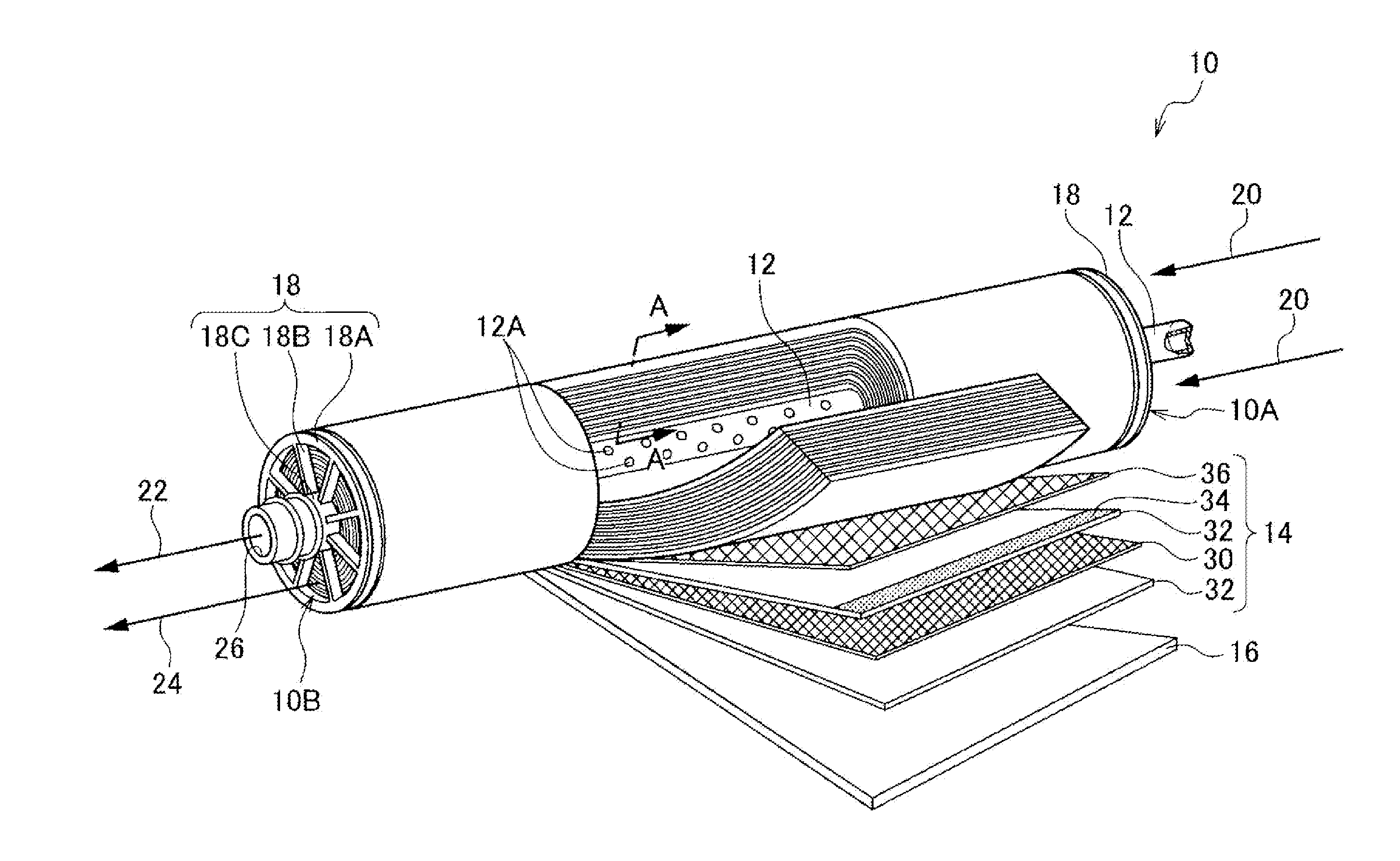 Acidic gas separation module and production method therefor, acidic gas separation layer, production method and facilitated transport membrane therefor, and acidic gas separation system