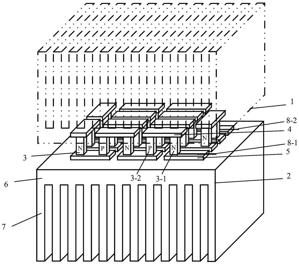 Thermoelectric device and cooling fin integrated thermoelectric assembly