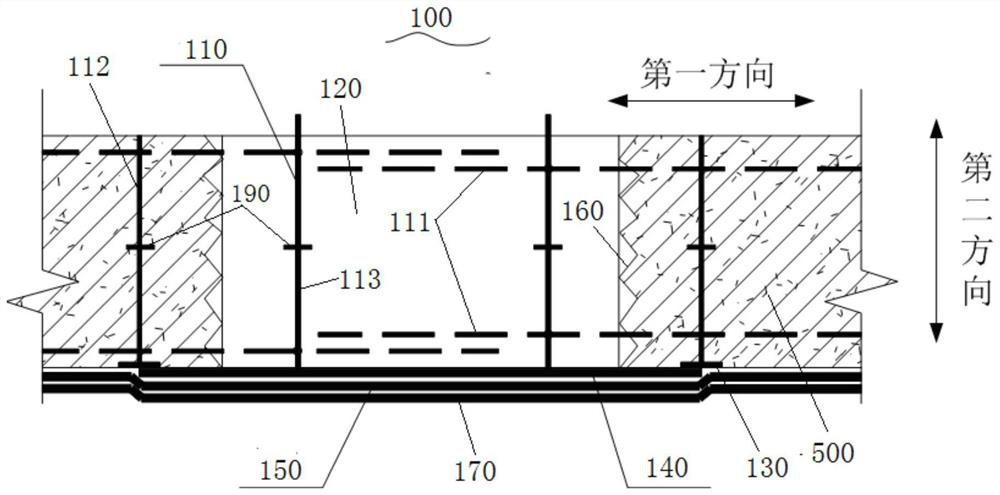 Post-cast strip wall formwork structure and construction method for advanced water stop of outer wall post-cast strip