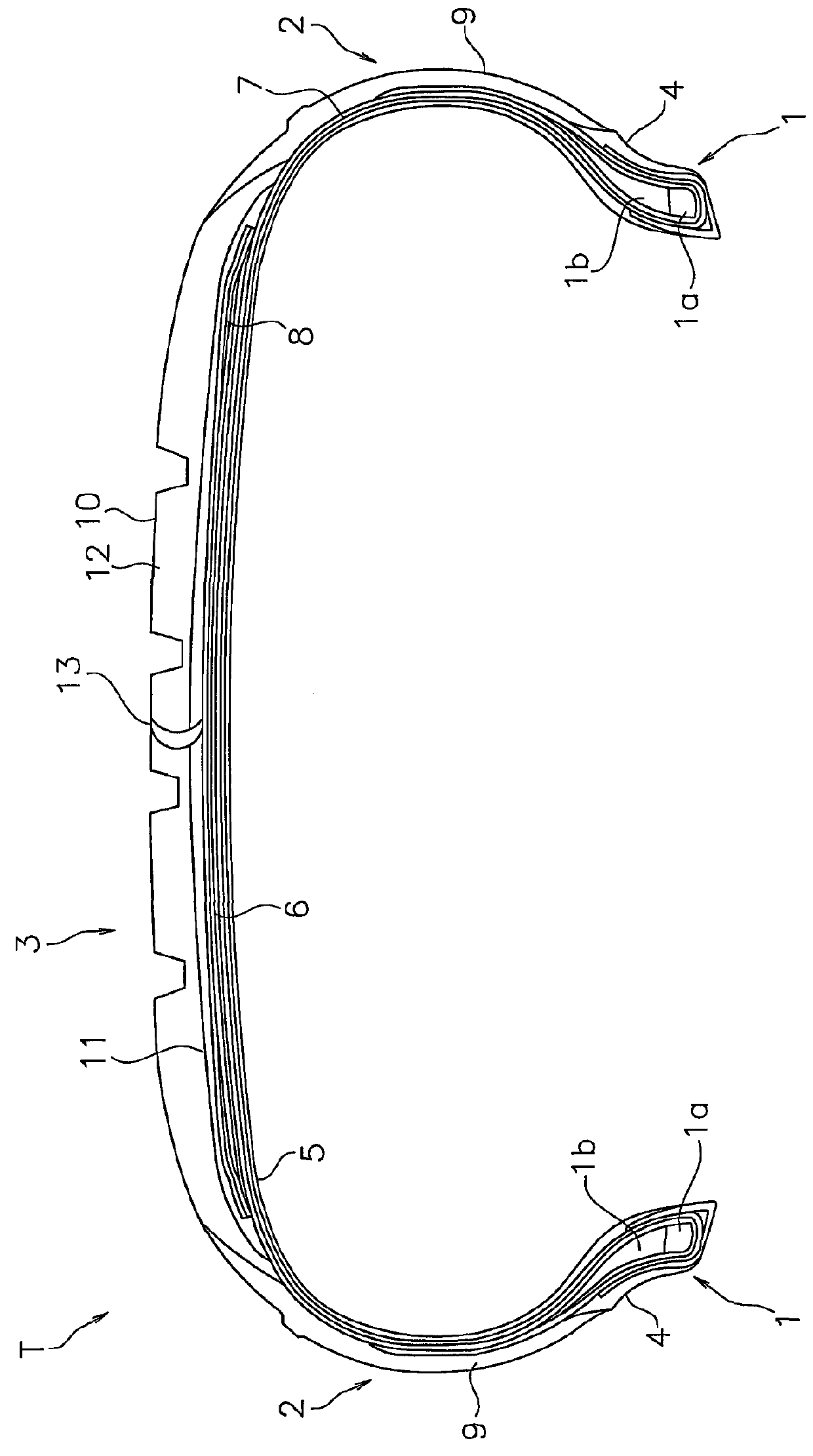 Pneumatic tire with tread having cap portion, base portion and conductive portion