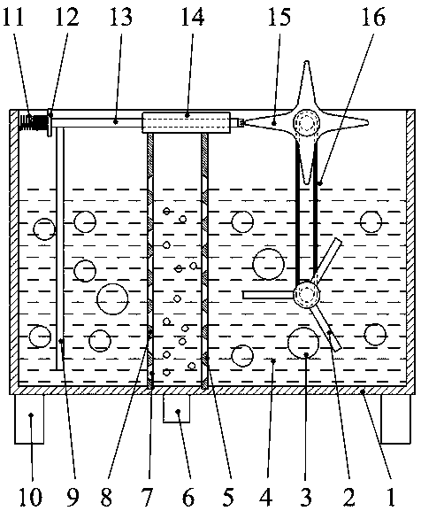 Pulping device based on overturning-stirring and reciprocating turbulent slushing