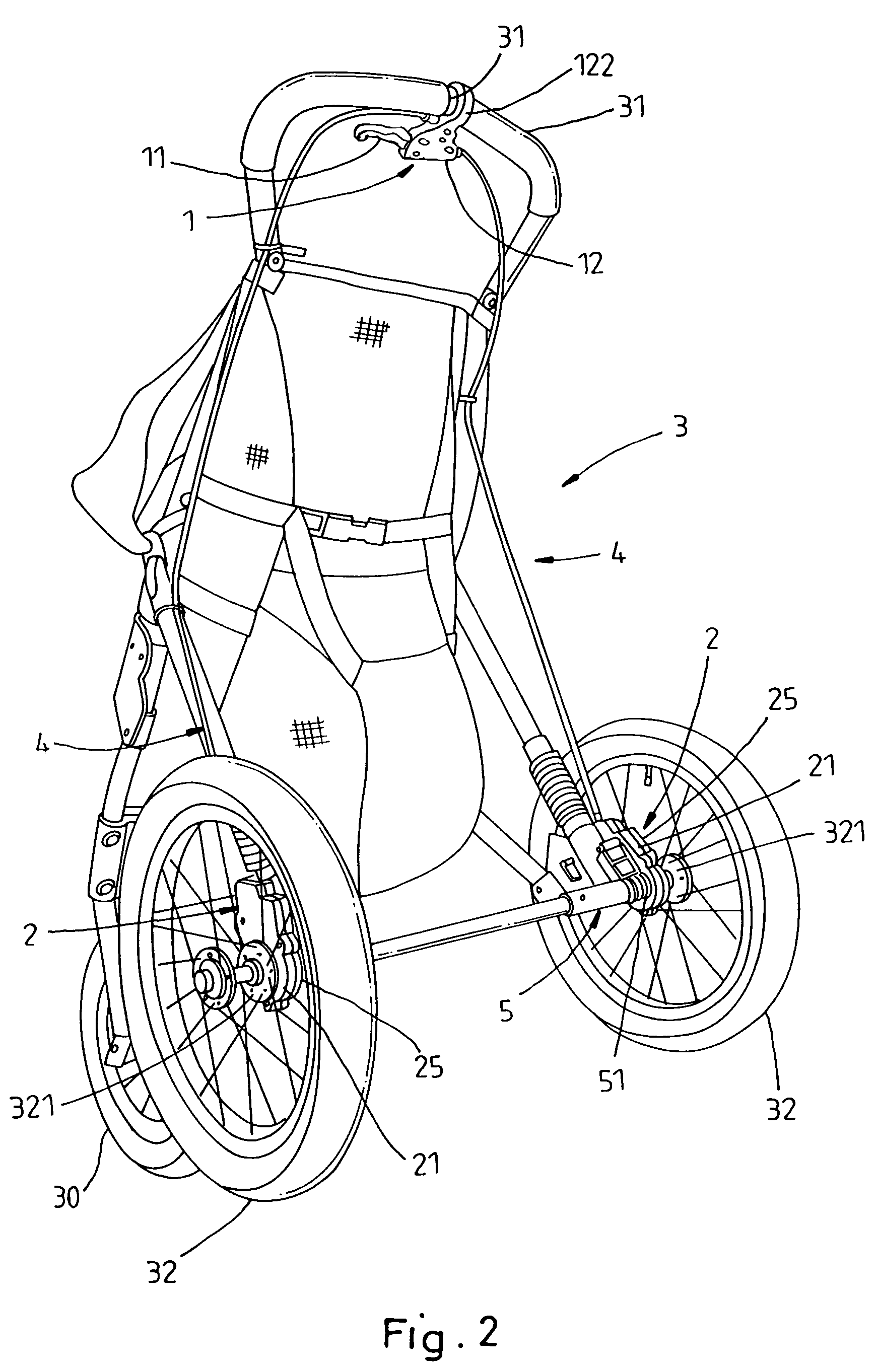 Rear wheel synchronous brake system for pushcart