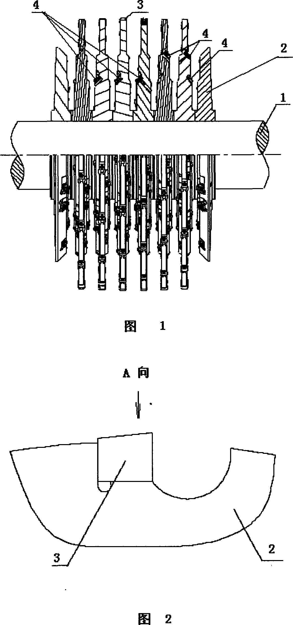 Combined fork-type blade-root milling cutter