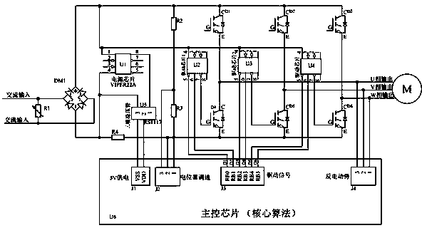 Brushless DC motor control system without PFC (Power Factor Correction) circuit