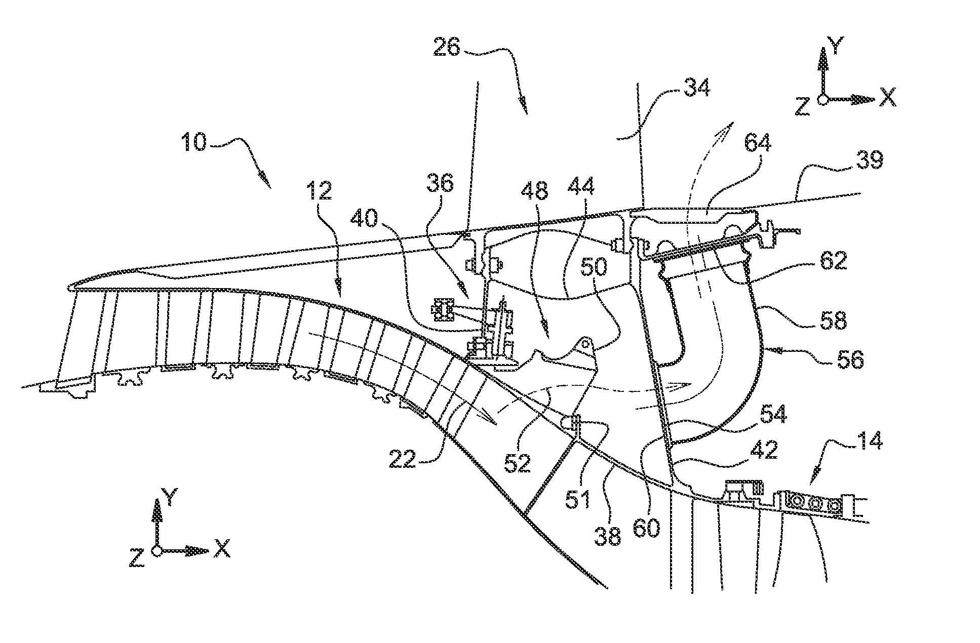 Attachment of a discharge conduit of a turbine engine