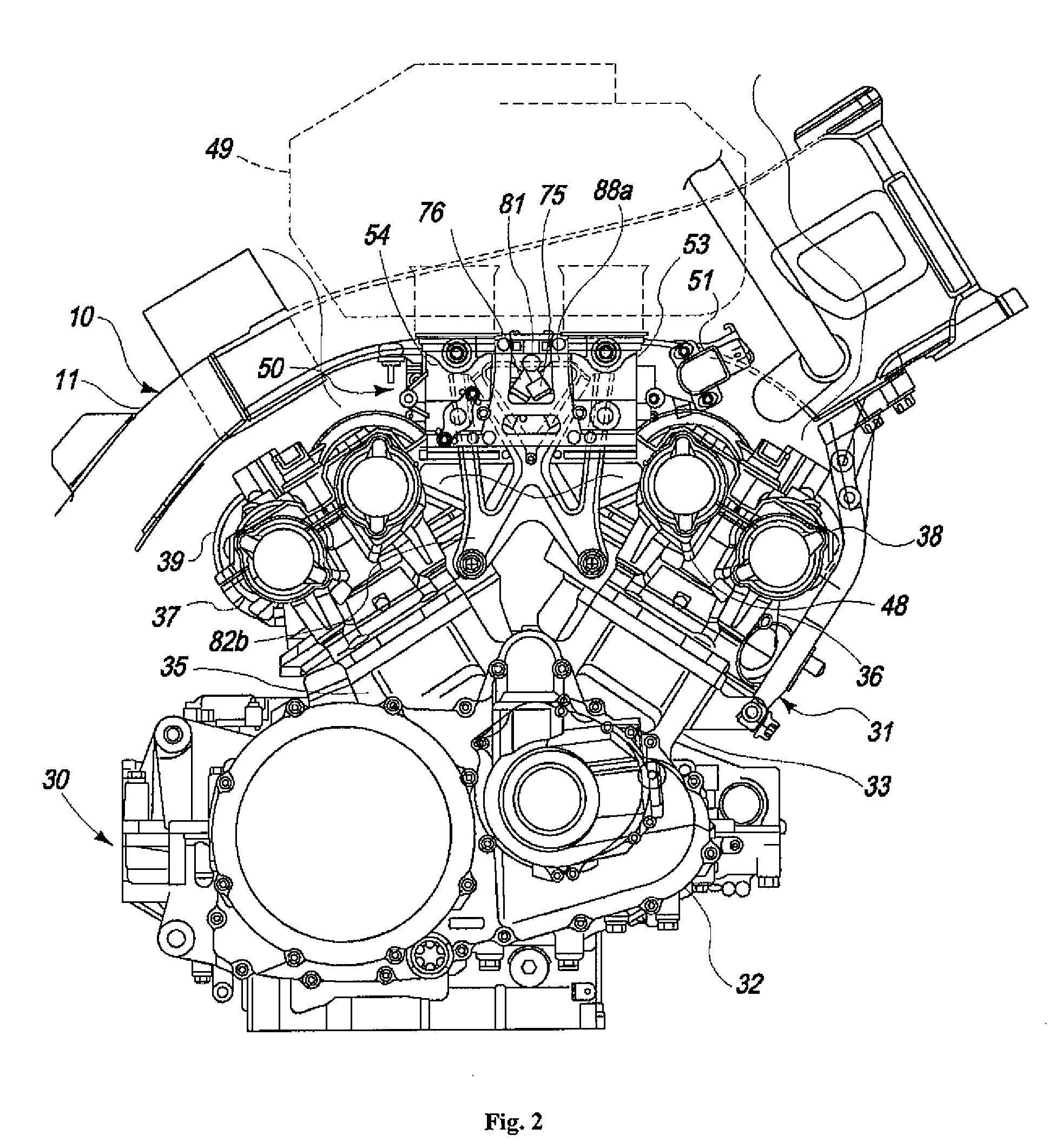 Engine unit and vehicle provided with the same