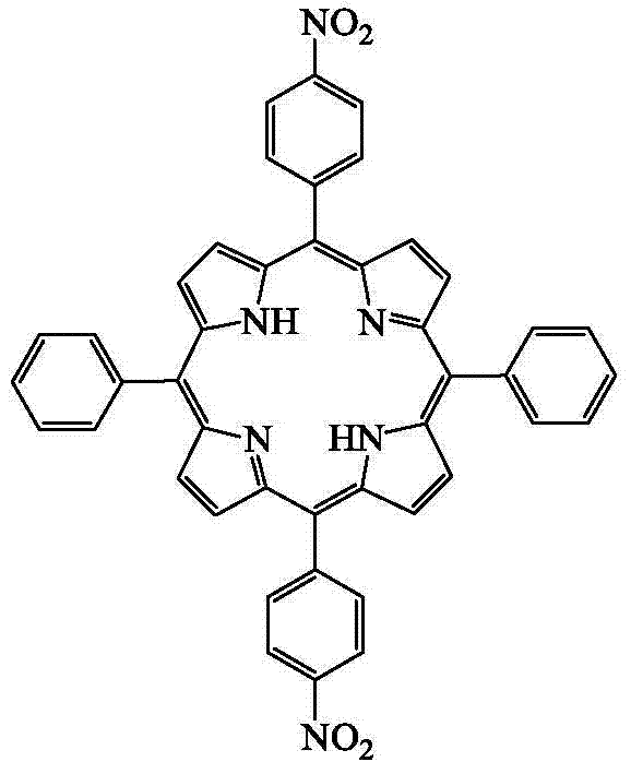 Method for preparing asymmetric 5,15-bis(p-nitrophenyl)-10, 20-diphenyl porphyrin compound
