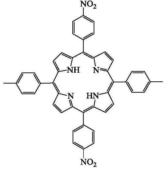 Method for preparing asymmetric 5,15-bis(p-nitrophenyl)-10, 20-diphenyl porphyrin compound