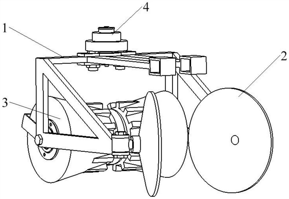 Wide V-shaped adjustable compacting and soil covering device