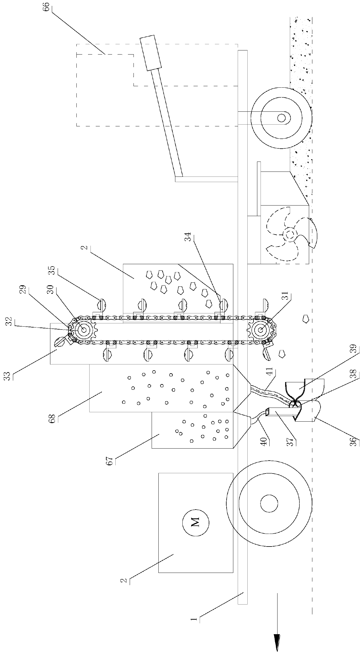 Walking self-propelled potato planting machine