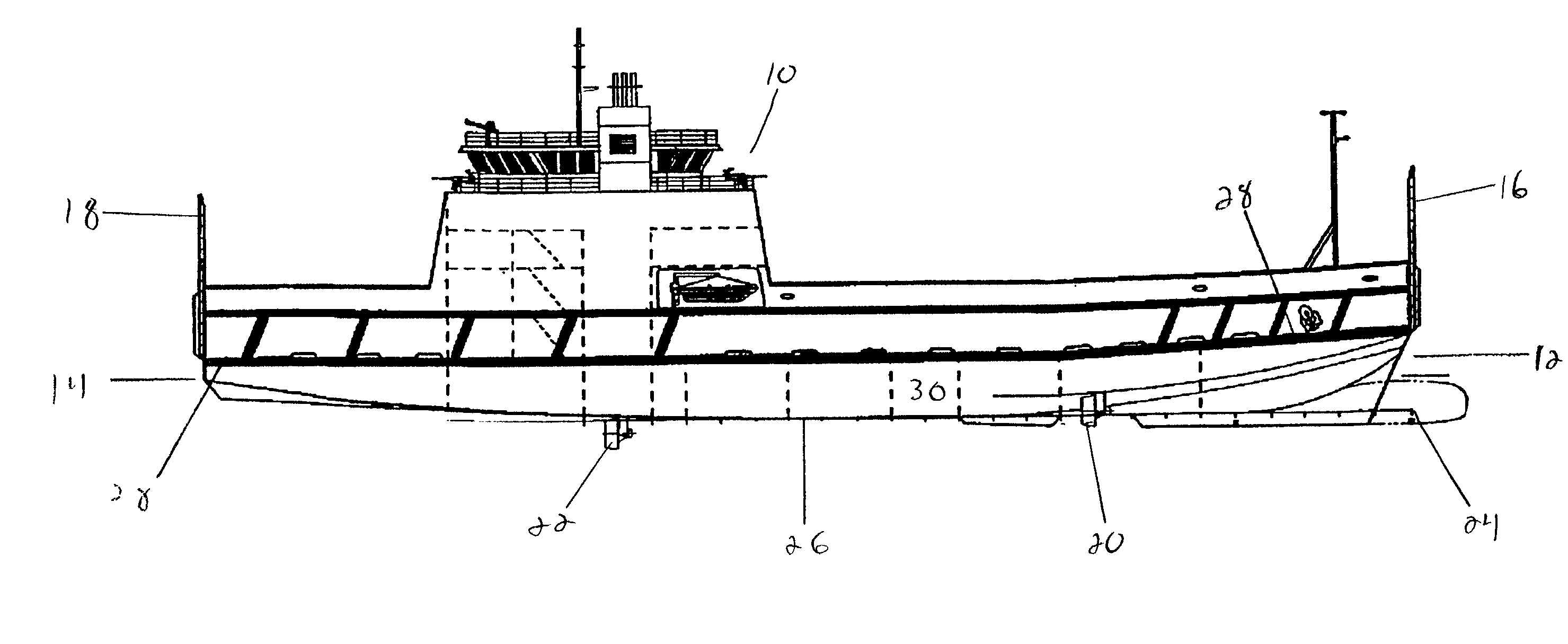 Landing craft with fixed and retractable azimuthing drives