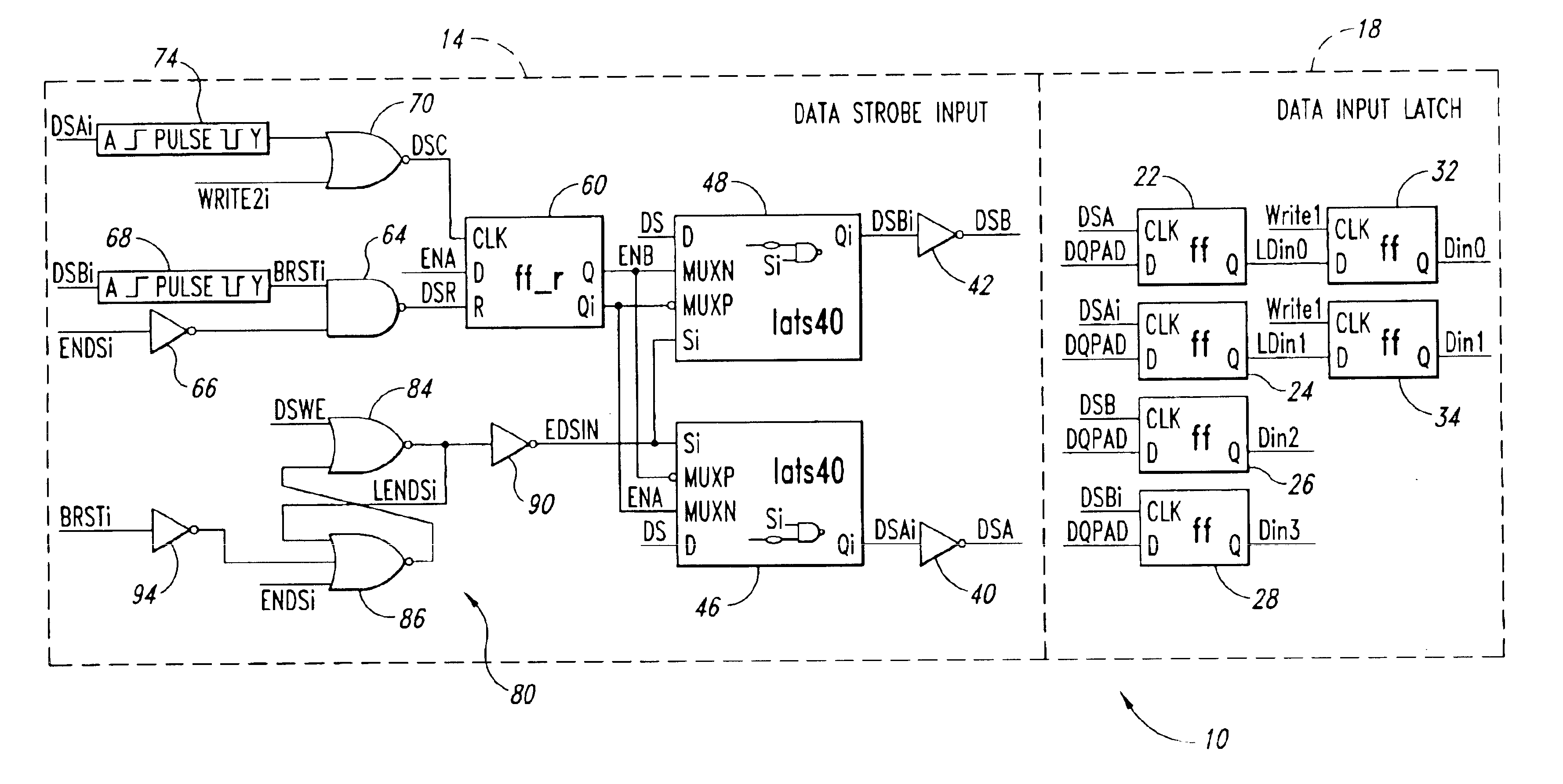 Data strobe synchronization circuit and method for double data rate, multi-bit writes