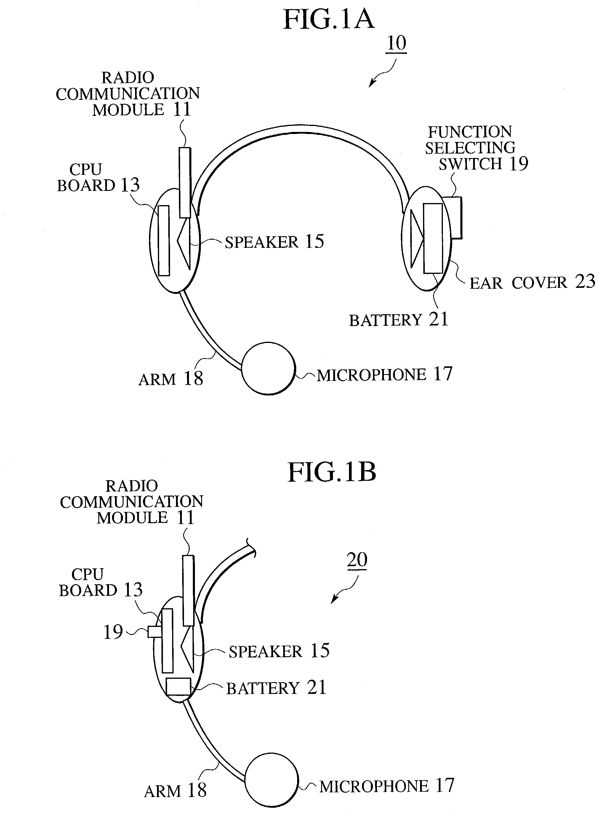 Headset with radio communication function and communication recording system using time information