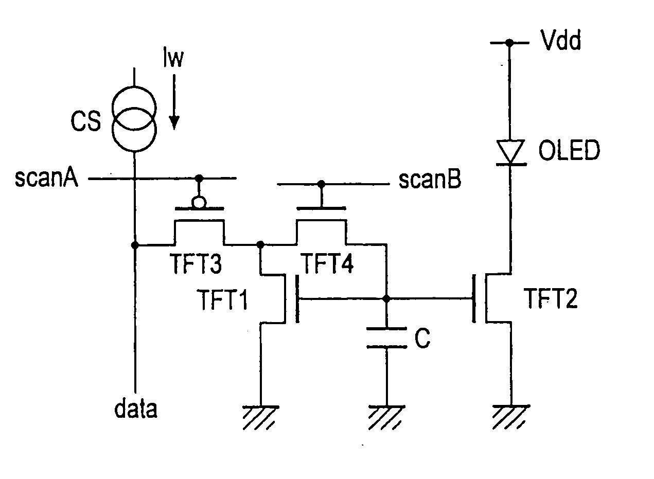 Current drive circuit and display device using same, pixel circuit, and drive method