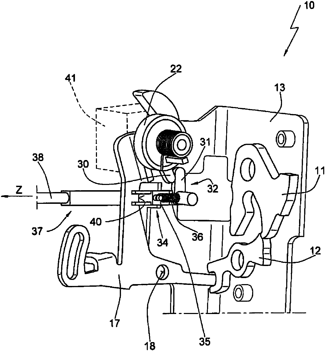Locking device for a vehicle door, and method