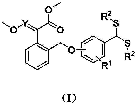 Dithioacetal derivatives containing methoxy acrylate, preparation method and application thereof