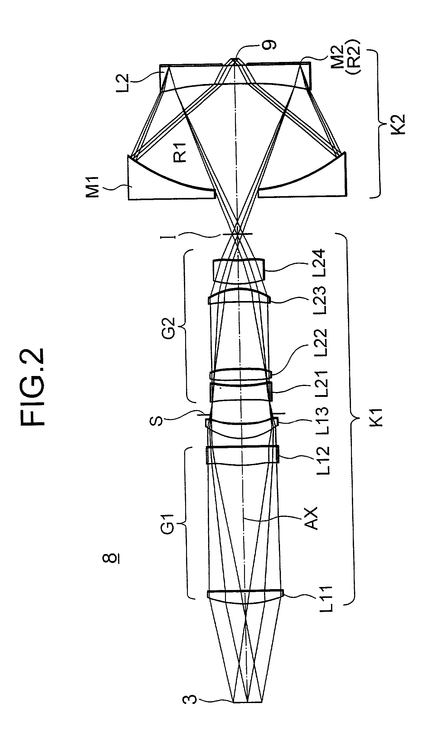 Catadioptric imaging system and a projection exposure apparatus provided with said imaging system