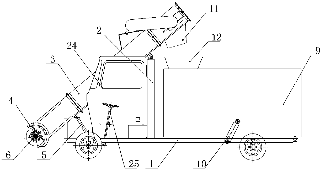 Automatic loading-unloading environment-friendly electric cleaning and transporting vehicle