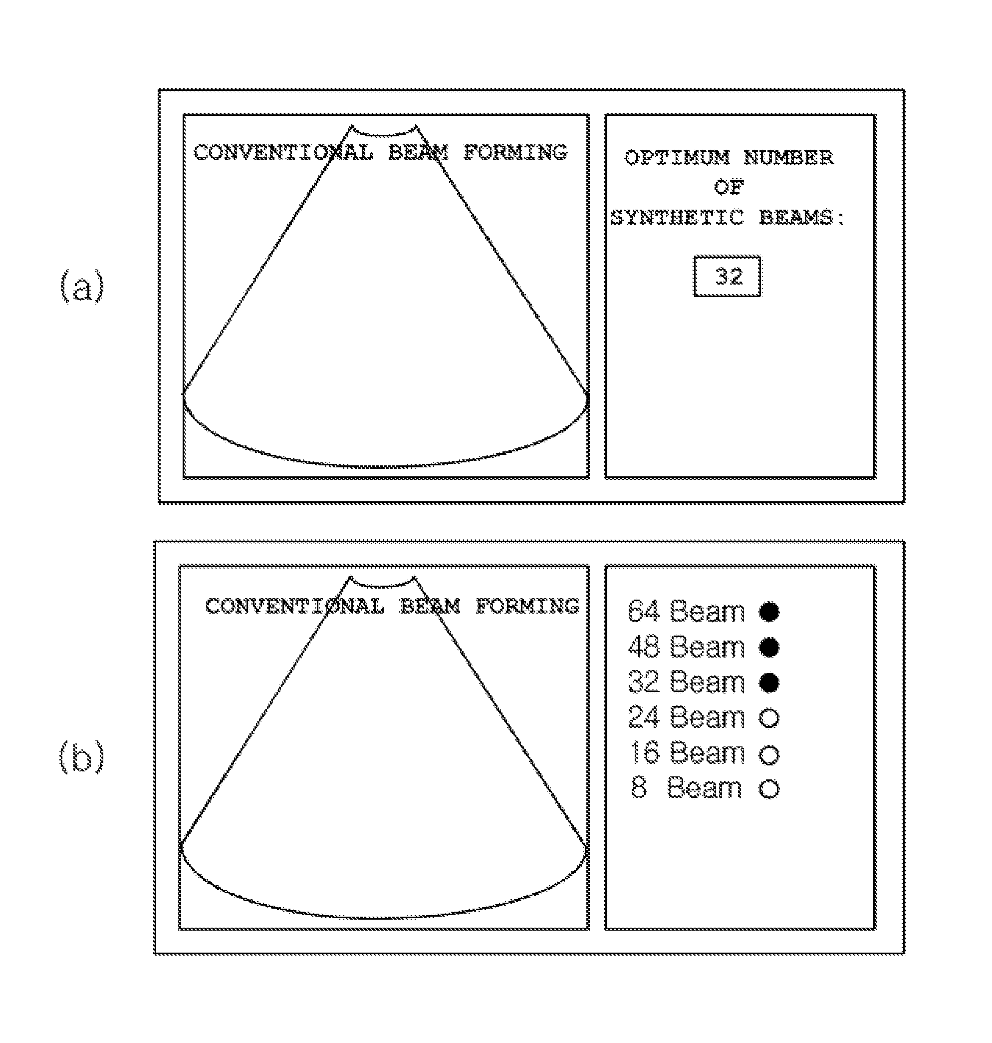 Synthetic aperture beam focusing method and apparatus for determining the number of composite beams according to a movement level