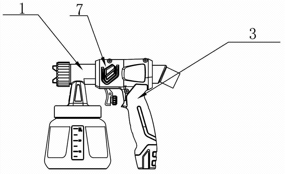 Spray gun provided with extension rod