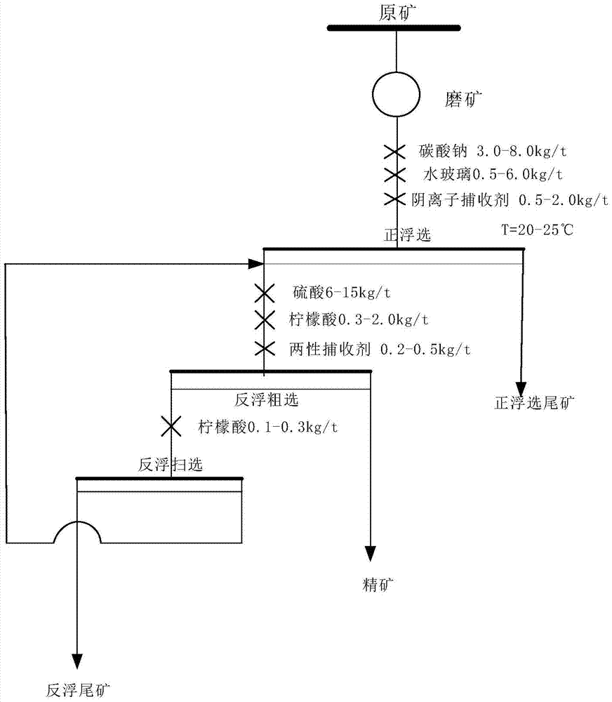 A kind of forward and reverse flotation process of silicon-calcium low-grade colloidal phosphate rock