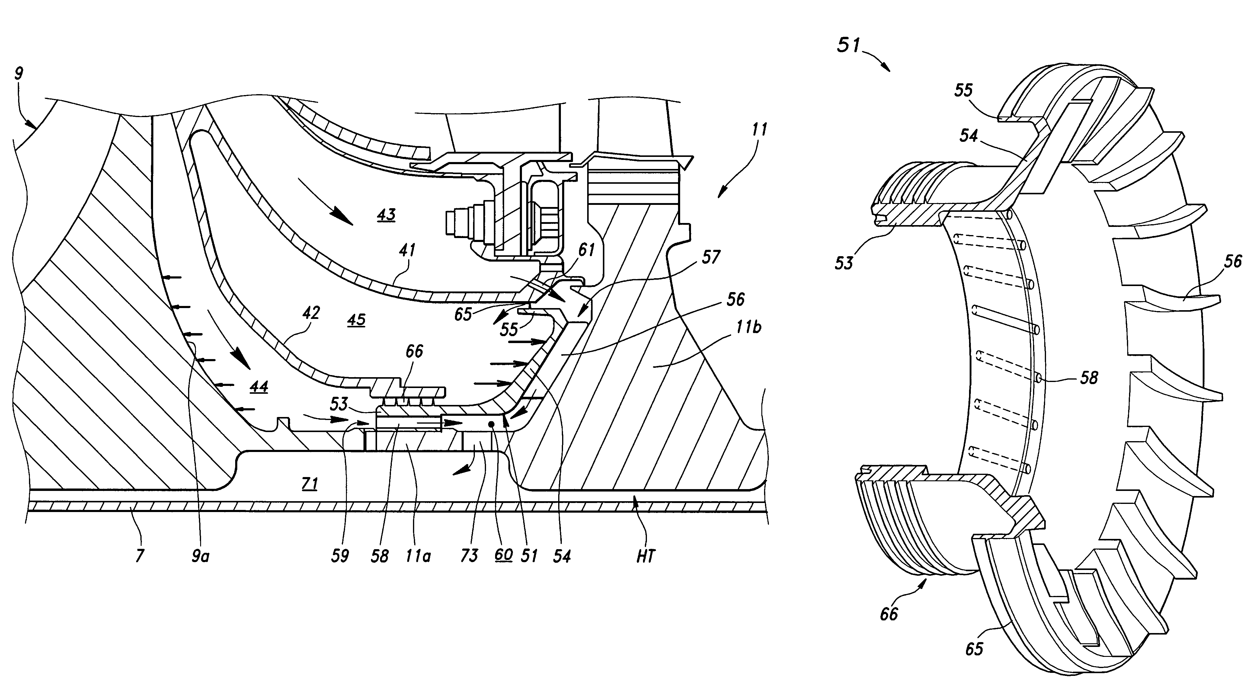 Device for supplying secondary air in a gas turbine engine