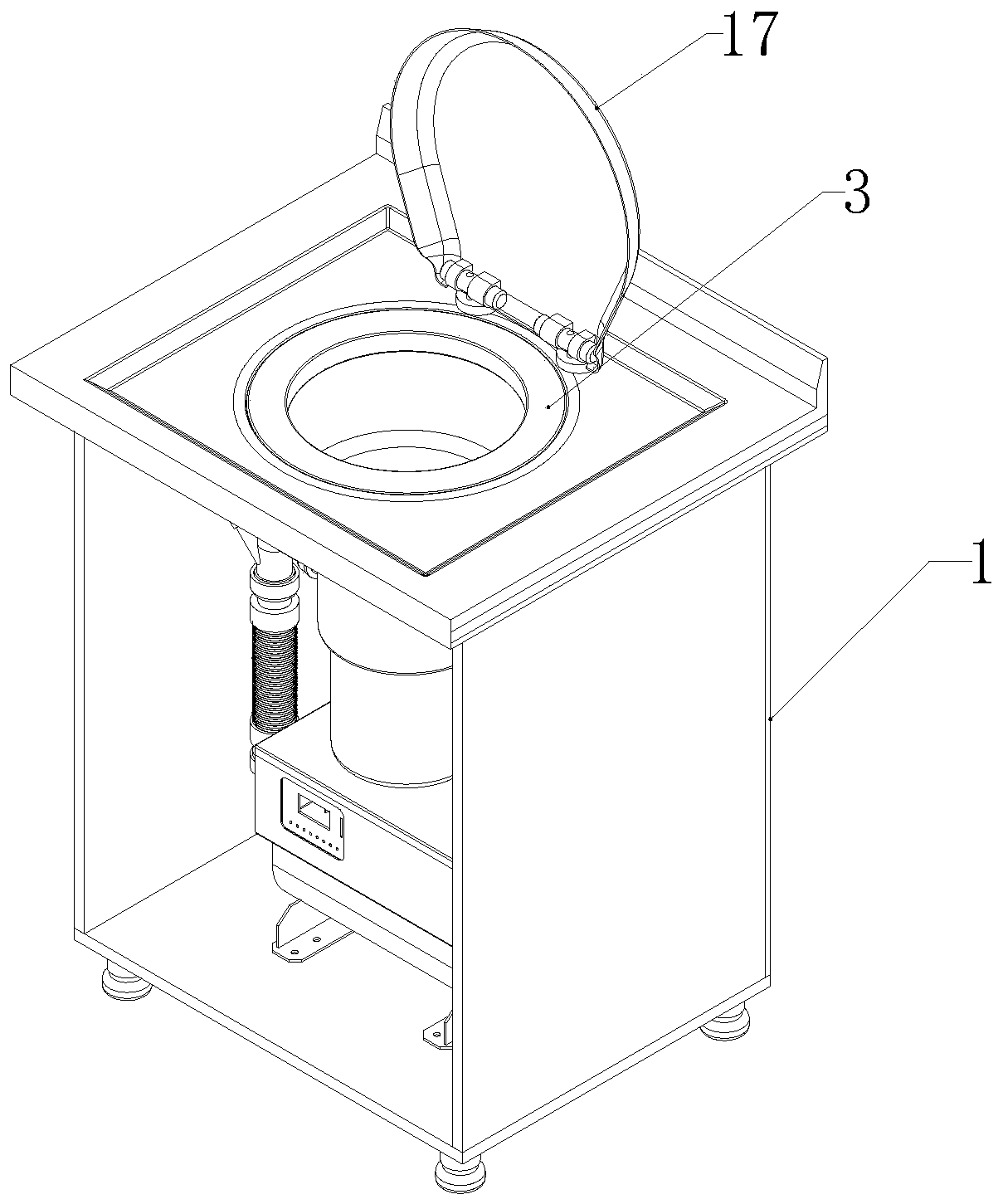 Kitchen waste treatment device suitable for suction type pipeline sewage discharge and treatment method thereof