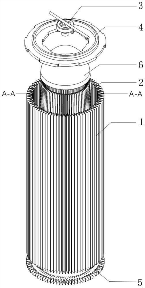 Efficient filtering and deashing device with inner cone double-layer filter cartridge