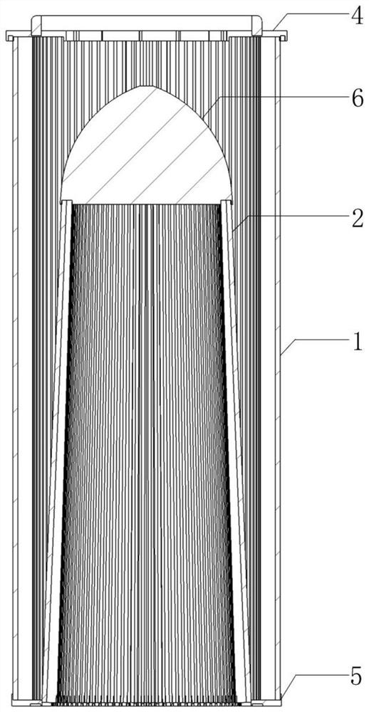 Efficient filtering and deashing device with inner cone double-layer filter cartridge