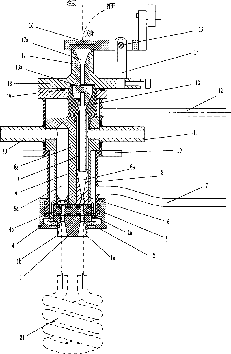 Double-ended exhaust head used for energy-saving lamp round exhaust