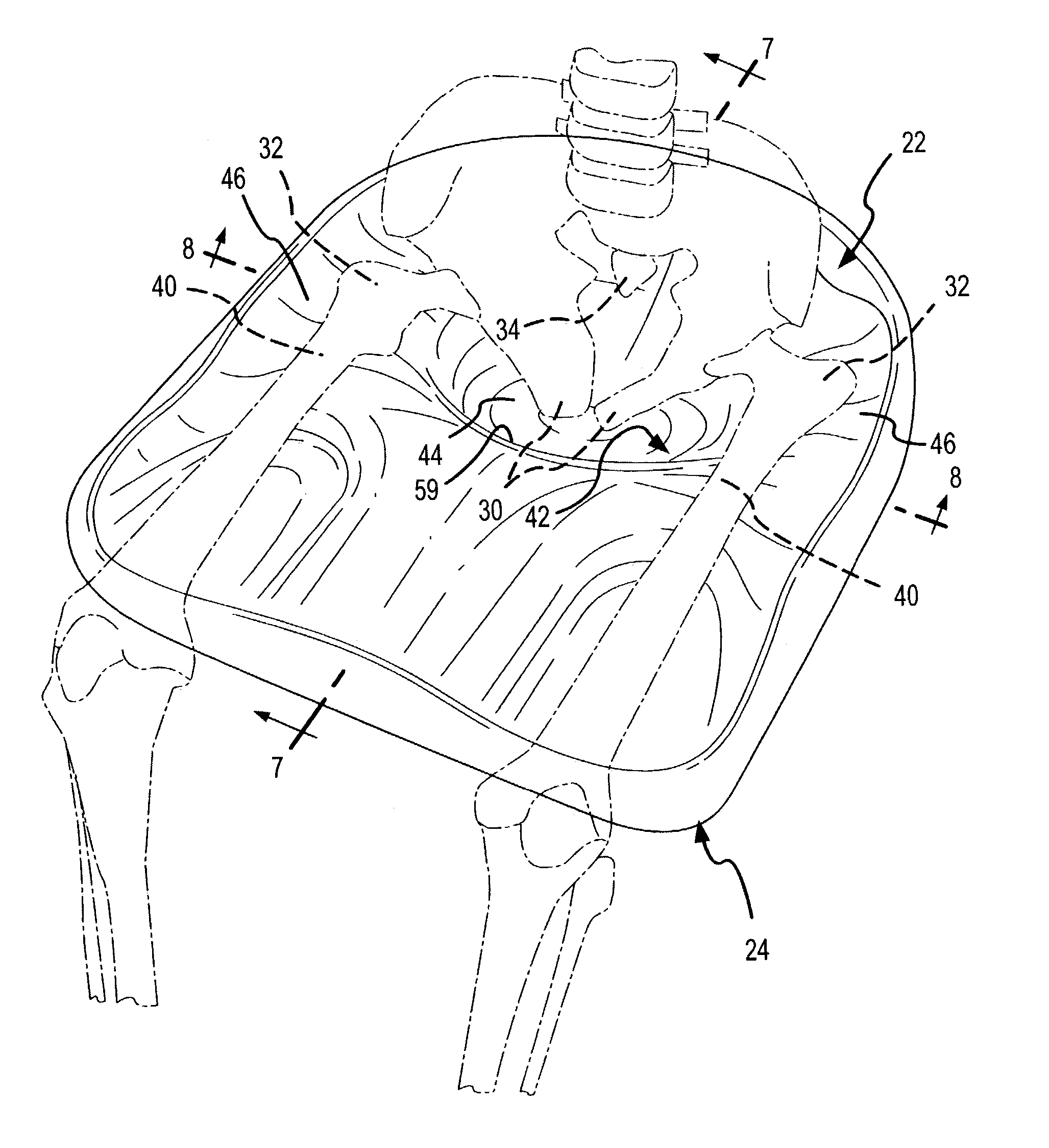 Apparatus and method for evaluating clearance from a contoured seat cushion