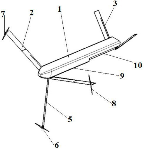 Tubular launching composite wing unmanned aerial vehicle and method for realizing transverse rolling motion