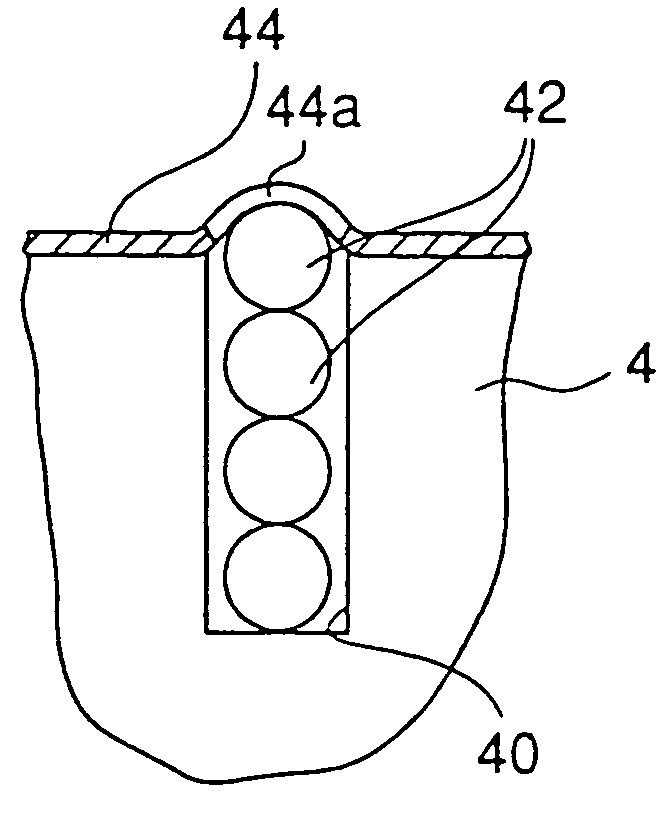 Contactor having conductive particles in a hole as a contact electrode