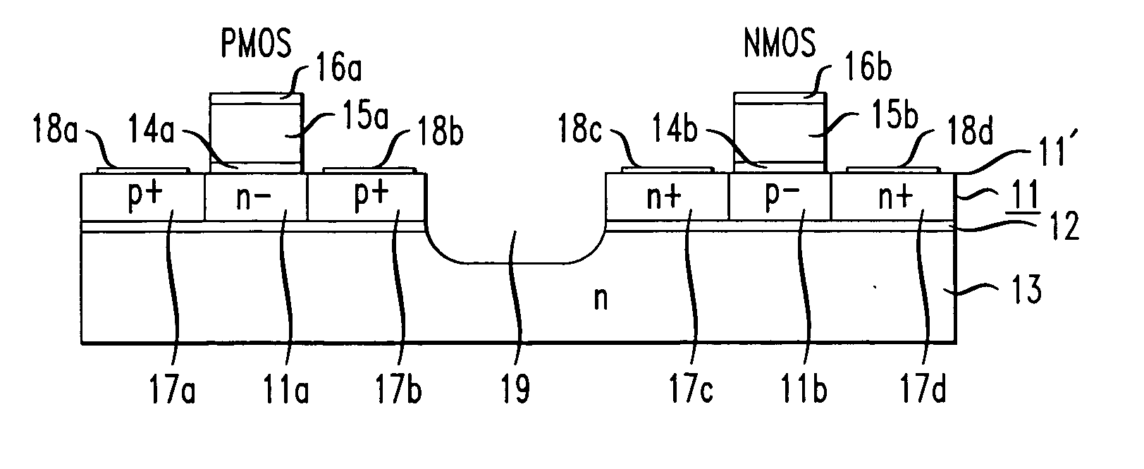 Semiconductor fabrication and structure for field-effect and bipolar transistor devices