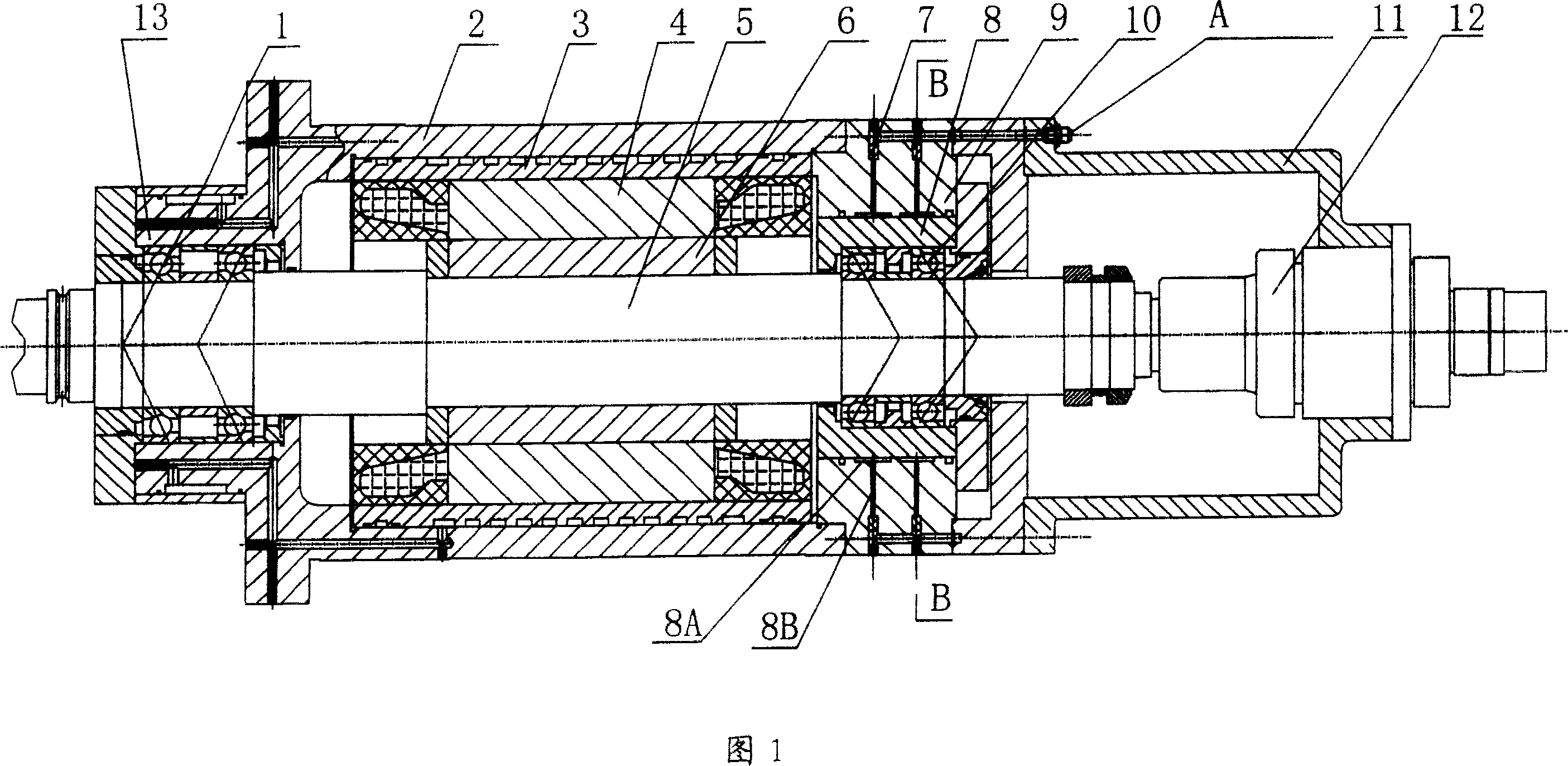 Machine tool electric main shaft realizing supporting float by adopting hydrostatic bearing
