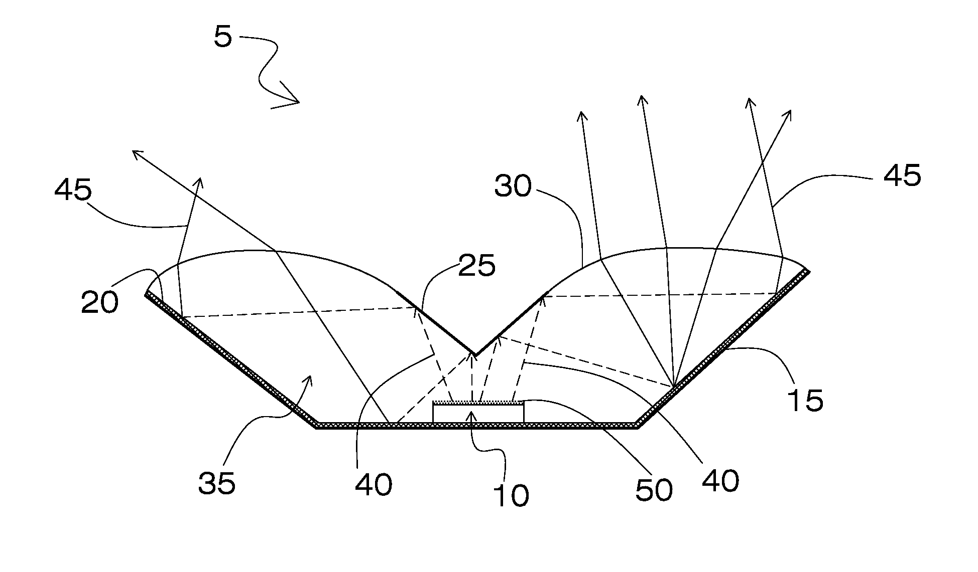Semiconductor lighting device with reflective remote wavelength conversion