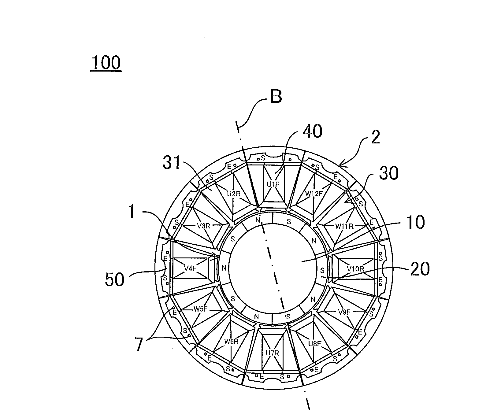 Three-phase permanent magnet type motor