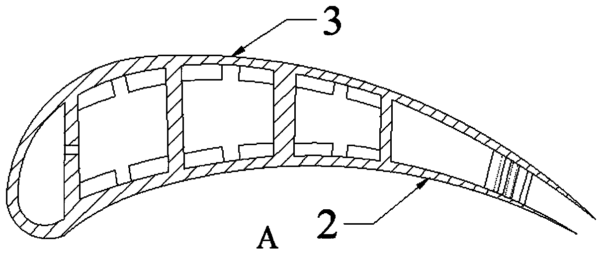 Intermittent rib inner cooling structure used for gas turbine blade