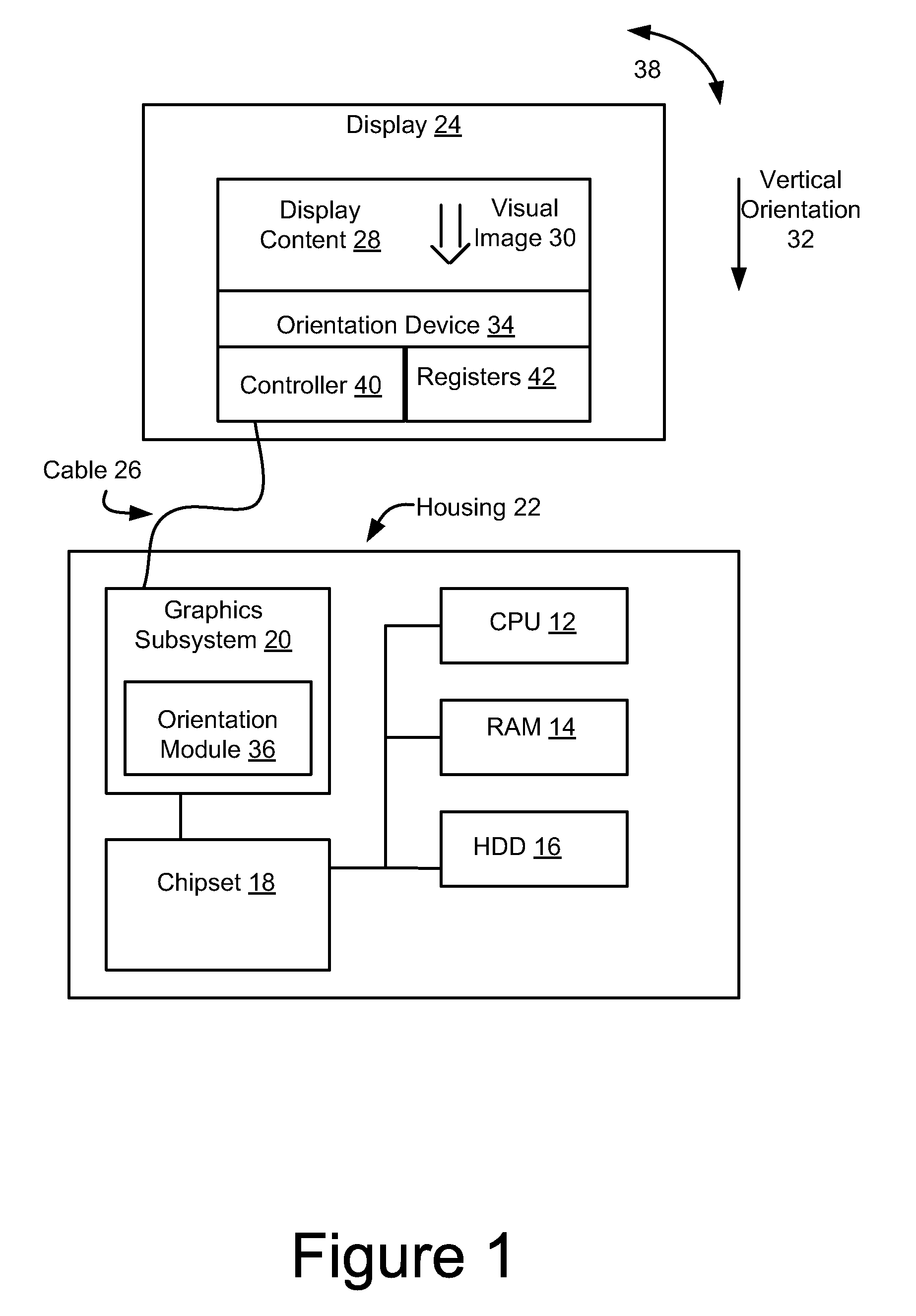 System And Method For Automatic Monitor Orientation Without Information Handling System Host Polling