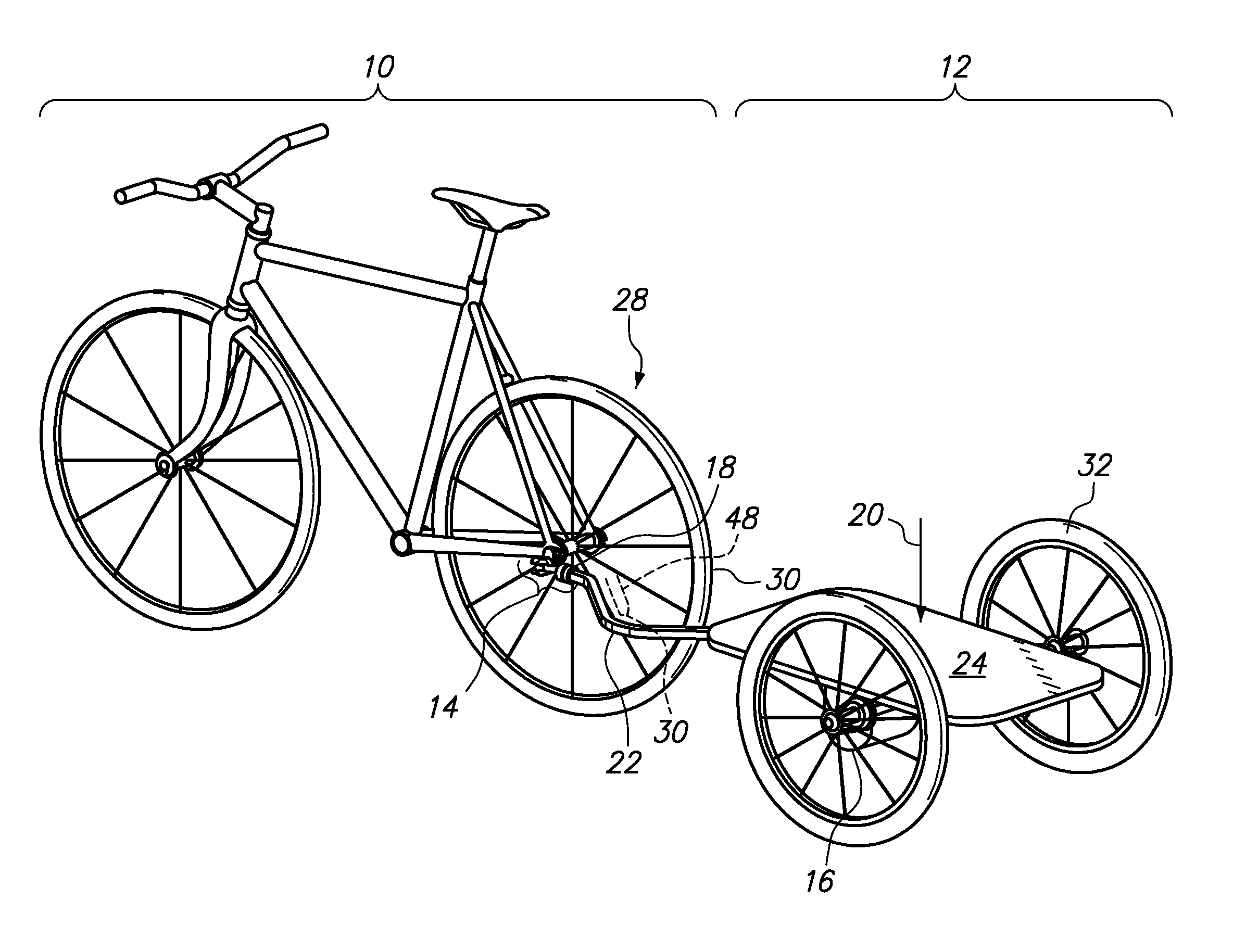 Motor Powered Bicycle Trailer with Integral Hitch Force Metering